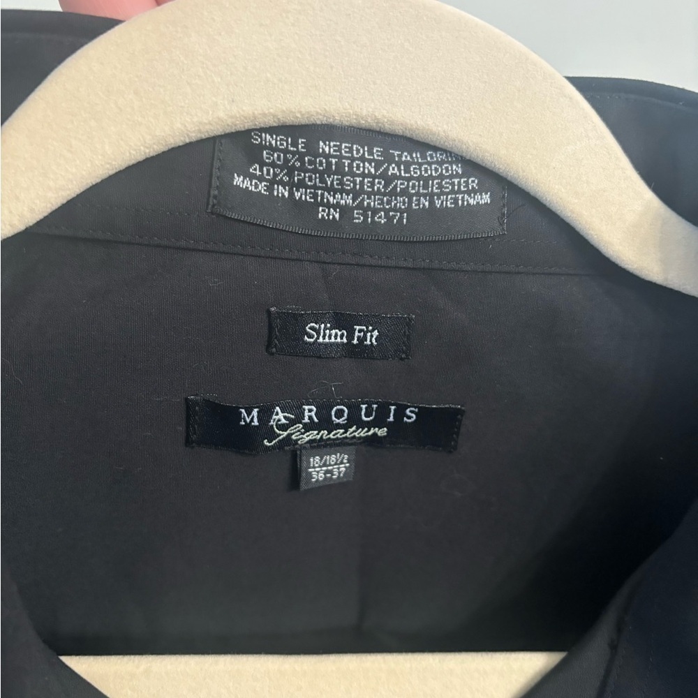 Marquis Signature Black Long Sleeve Dress Shirt Slim Fit 2XL 18.5 36/37 - Picture 4 of 4